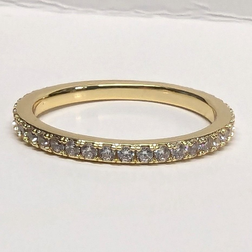 New 14K GP Gold Plated Cubic Zirconia Eternity Band Ring Size 8 Rhinestones Gift